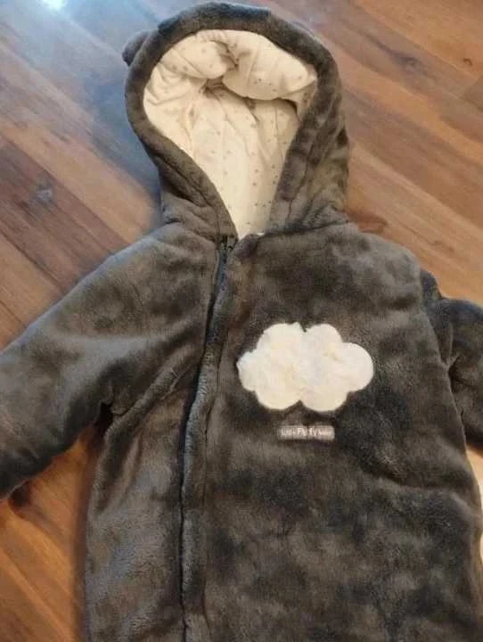 Fluffy grey jumpsuit, soft exterior, In extenso 6/9 months – photo 3
